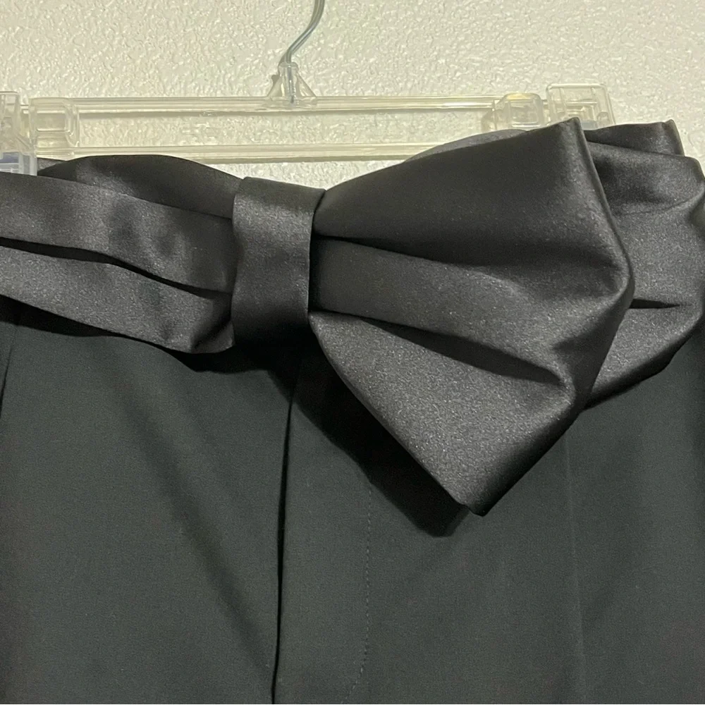 Zara Satin Bow Sash Belt Trousers Dress Pants Cocktail Black Size XL
